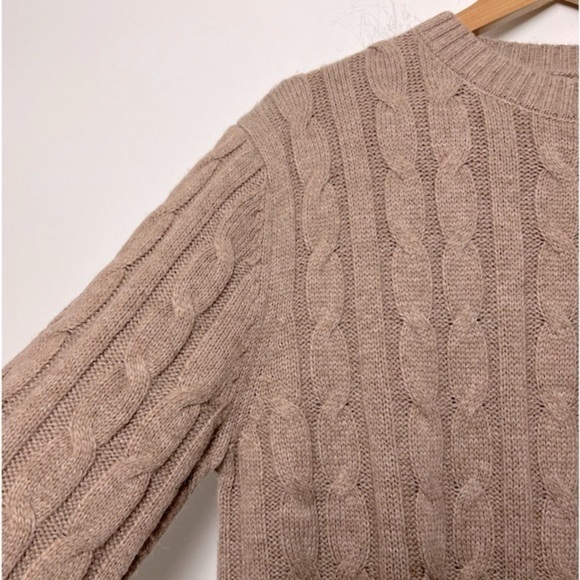 NEXT UK Cable Knit Sweater Wool Blend Neutral Tan Contemporary M - Picture 7 of 14